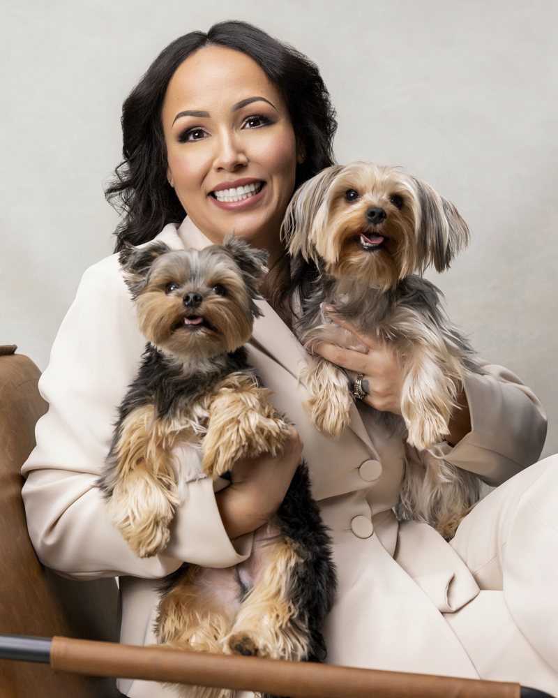 Trina with her Yorkies Queenie and Chingo